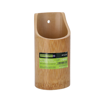Royalford RF10239 6 Pcs Organic Bamboo Kitchen Tools Set | Eco Friendly Natural Bamboo Cooking Utensils Set with Spatula, Turner, Slotted Turner, Spoon & Rice Spoon