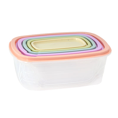 Royalford RF10240 5PCS Food Storage Containers Set | BPA Free Freezer Safe PP Plastic Boxes| Airtight Lids| Stackable Design| 300ml to 3500ml Kitchen Storage Solution