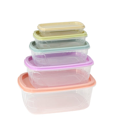 Royalford RF10240 5PCS Food Storage Containers Set | BPA Free Freezer Safe PP Plastic Boxes| Airtight Lids| Stackable Design| 300ml to 3500ml Kitchen Storage Solution
