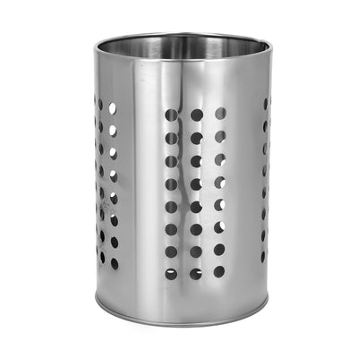 Royalford RF10247 Stainless Steel Cutlery Holder | 18cm Kitchen Utensil Organizer | Ventilated Perforated Design|  Rust Resistant Steel Stand for Spoons, Forks & Knives
