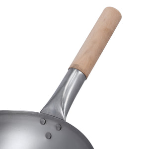 Royalford RF10248 Iron Wok Pan 30cm |  Wooden Handle | Premium Quality Iron Wok for Fast Even Heat Distribution | Stir Fry Cooking | Durable Heavy Duty Kitchen Cookware