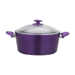 Royalford RF10256 20cm Aluminium Casserole | Granite Non-Stick Coating & Glass Lid | High-quality aluminium body | cool-touch Bakelite handles and knob | PTFE & PFOA free