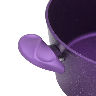 Royalford RF10256 20cm Aluminium Casserole | Granite Non-Stick Coating & Glass Lid | High-quality aluminium body | cool-touch Bakelite handles and knob | PTFE & PFOA free