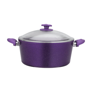 Aluminium Casserole with Durable Granite Coating, RF10259 | 5 Layer Durable Construction | Nonstick Aluminium Casserole Pot with Glass Lid & Bakelite Handles