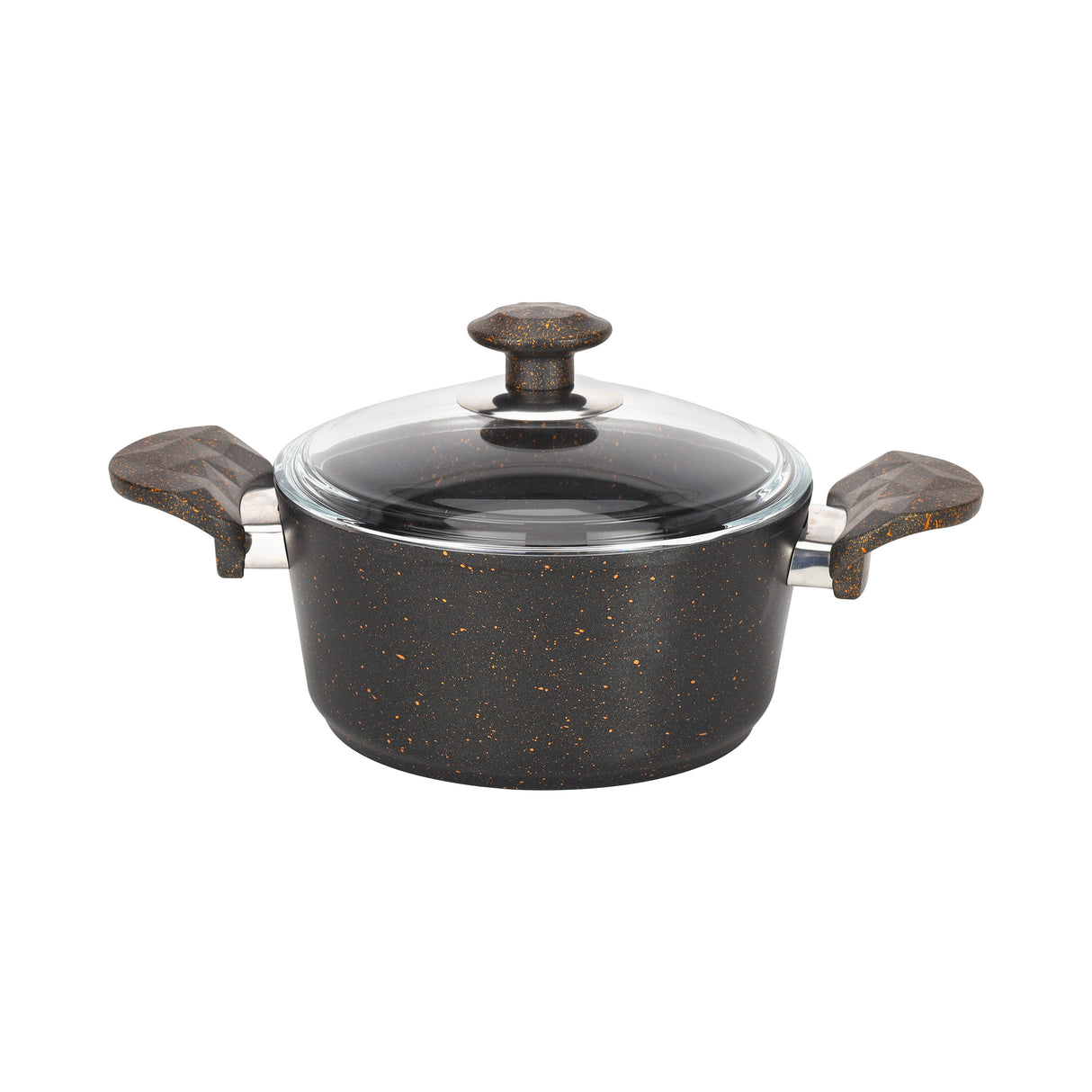 Royalford RF10267 Chef Shield 16 Pieces Granite Coated Cookware Set | Induction Compatible | Extra Thick Base| Non Stick Aluminium Pots& Pans | Glass Lids with Apron