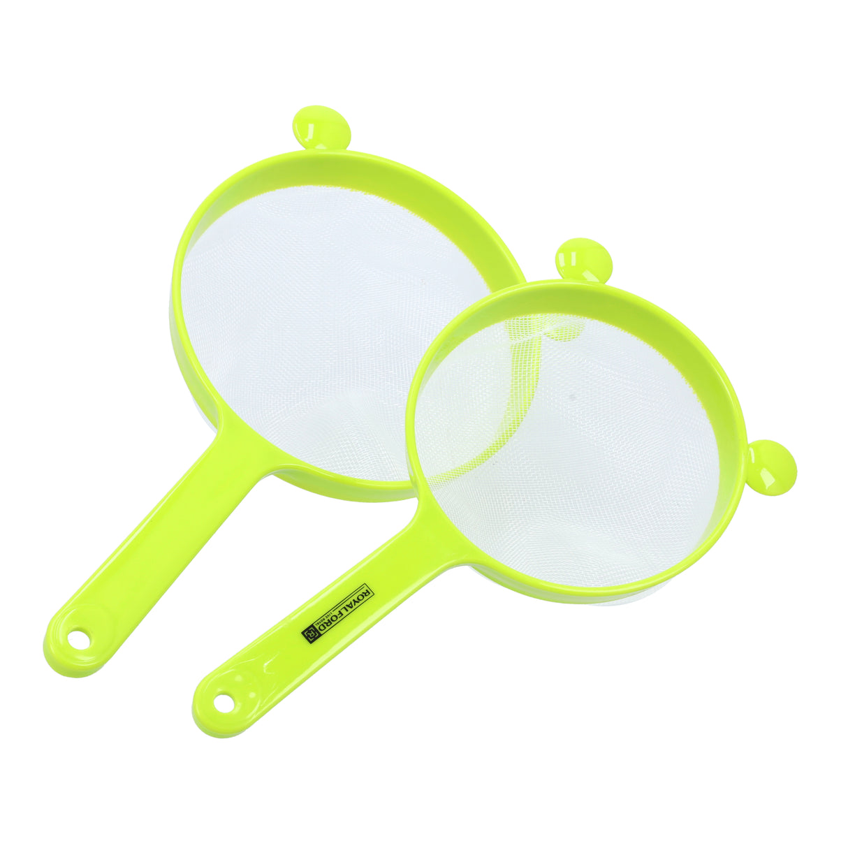 Royalford RF10272 2PCS Strainer Set | 18cm & 15cm Nylon Mesh Kitchen Strainers with PP Handle | Food Grade Durable Sieve | Perfect for Rice, Pasta, Vegetables & Fruits