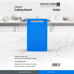 Royalford RF10283 Classic Polyethylene Cutting Board 40x25cm | Durable Polyethylene Construction |  2 cm Thick Design | Non-Absorbent & Non-Porous | Non-Toxic Material