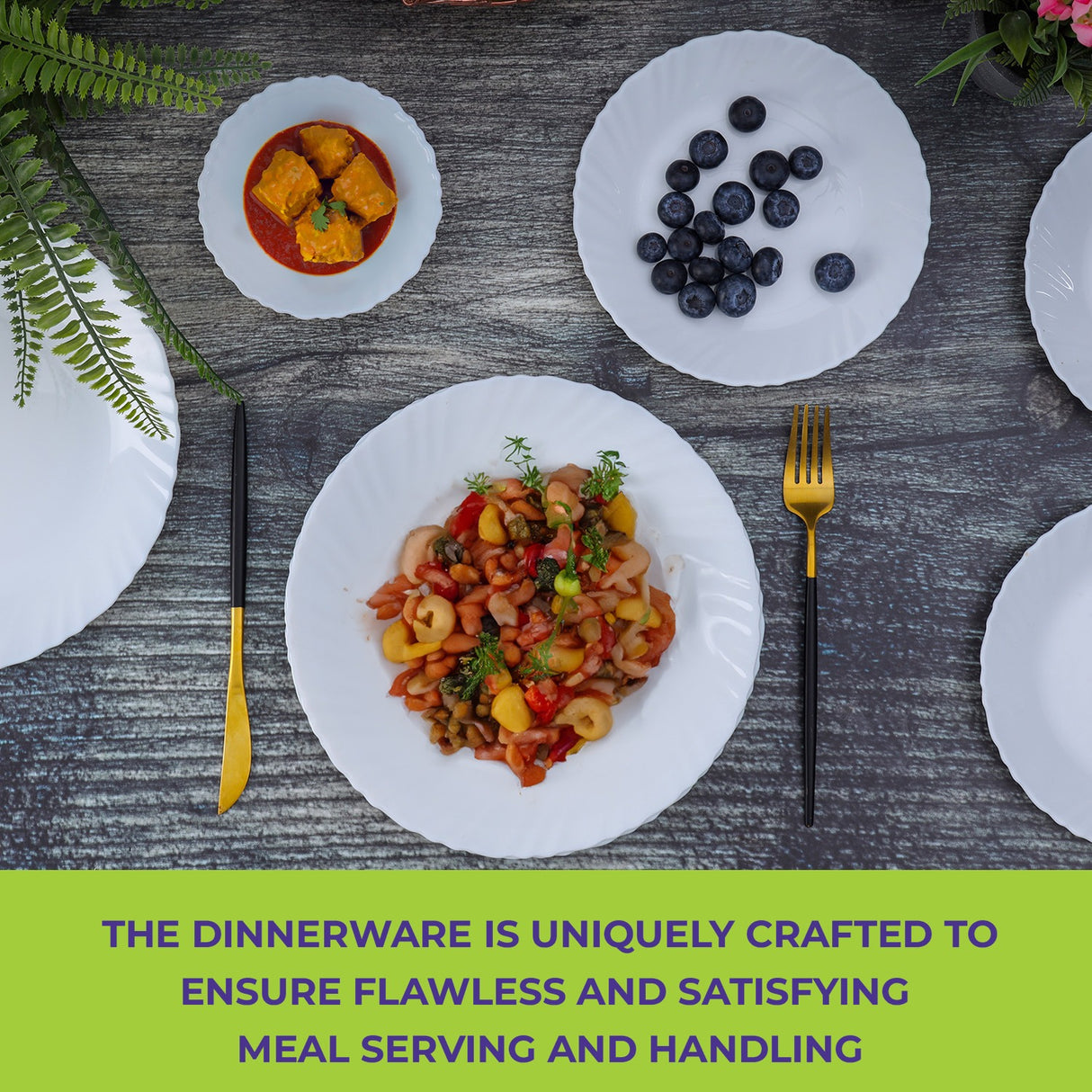 Royalford RF10287 12-Piece Opalware Dinner Set |  Elegant White Tableware with Durable Opal Glass Material | Dishwasher Safe | Freezer Safe |  Lightweight Design