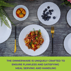 Royalford RF10287 12-Piece Opalware Dinner Set |  Elegant White Tableware with Durable Opal Glass Material | Dishwasher Safe | Freezer Safe |  Lightweight Design