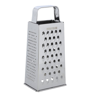 Royalford RF10292 4 Side Stainless Steel Grater 9| ultra-sharp blades & durable food-grade design| grating, slicing, shredding, zesting & dishwasher safe kitchen tool|