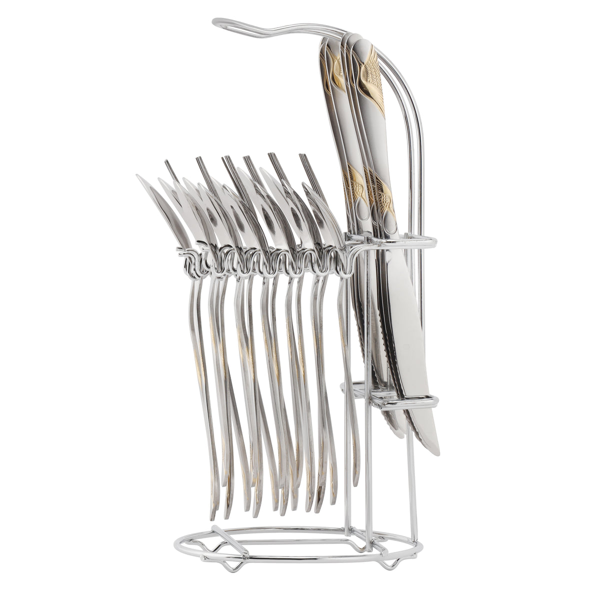 Royalford RF10315 25 Pieces Stainless Steel Cutlery Set with Display Stand | Food-Grade Flatware Set |100% food-grade stainless steel | Mirror-polished surface | Durable