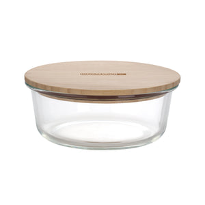 Royalford RF10323 400ml Round Glass Food Container | Bamboo Lid | Borosilicate Airtight Leakproof Food Storage Box | Eco Friendly Kitchen Meal Prep Container| Easy To Use