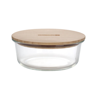 Royalford RF10323 400ml Round Glass Food Container | Bamboo Lid | Borosilicate Airtight Leakproof Food Storage Box | Eco Friendly Kitchen Meal Prep Container| Easy To Use