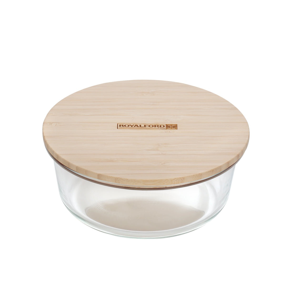 Royalford RF10323 400ml Round Glass Food Container | Bamboo Lid | Borosilicate Airtight Leakproof Food Storage Box | Eco Friendly Kitchen Meal Prep Container| Easy To Use