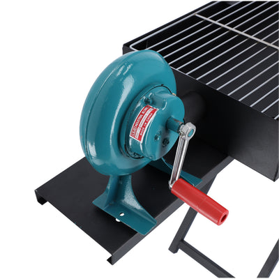Royalford RF10354 Barbecue Grill Stand with Blower | Durable Iron Charcoal BBQ Stand 30 x 80 cm | Foldable Outdoor Barbecue Grill for Backyard Camping Picnics Use