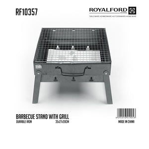 Royalford RF10357 Compact Portable Charcoal Grill | Durable Iron Body|  Easy-Fold BBQ | Lightweight Travel-Friendly Grill for Camping, Picnic, Beach & Outdoor Cooking