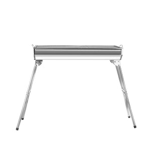 Royalford RF10362 Stainless Steel Barbecue Stand with Grill | Foldable & Portable Outdoor BBQ | Large Grill Area | Durable Stainless Steel Construction for Easy Cooking