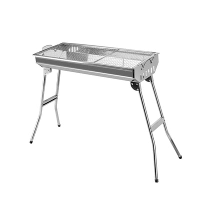 Royalford RF10362 Stainless Steel Barbecue Stand with Grill | Foldable & Portable Outdoor BBQ | Large Grill Area | Durable Stainless Steel Construction for Easy Cooking