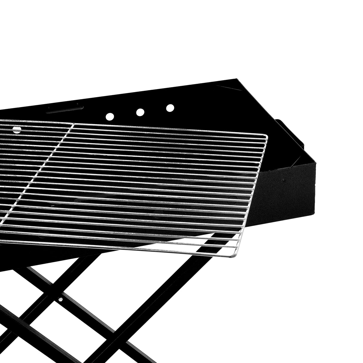 Royalford RF10367 Barbecue Stand with Grill | Foldable & Portable Iron BBQ Grill Stand for Outdoor Camping, Picnic, Garden Cooking with Iron Build Large Grilling Area