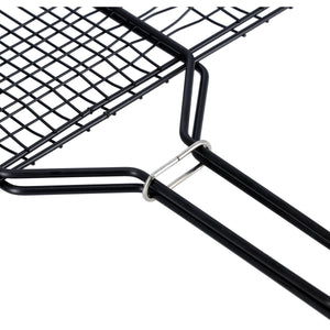 Royalford RF10374 Barbecue Grill Rack  | Heavy Duty E-Coated Iron BBQ Grilling Basket | Heat Resistant Wooden Handle for Chicken, Fish, Meat & Vegetables Outdoor Use