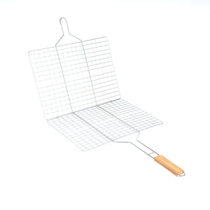 Royalford RF10376 BBQ Grill | Chromium Plated Iron Barbecue Grill Basket with Wooden Handle | Lockable Grilling Net for Chicken, Fish, Meat & Vegetables | Easy to clean