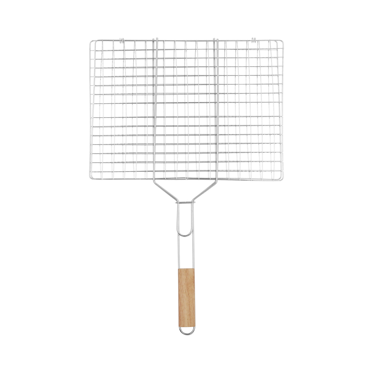 Royalford RF10376 BBQ Grill | Chromium Plated Iron Barbecue Grill Basket with Wooden Handle | Lockable Grilling Net for Chicken, Fish, Meat & Vegetables | Easy to clean