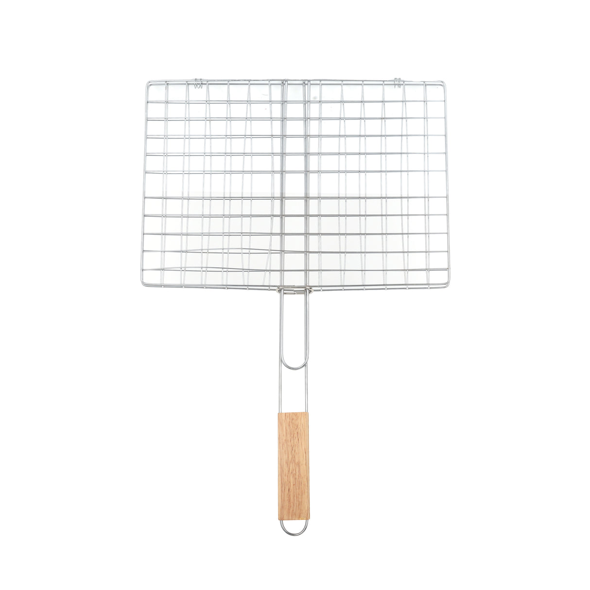 Royalford RF10377 BBQ Grill plated iron| wooden handle with chrome-plated rack| for grilling fish, meat & vegetables, ensures even heat, secure grip, easy to use|