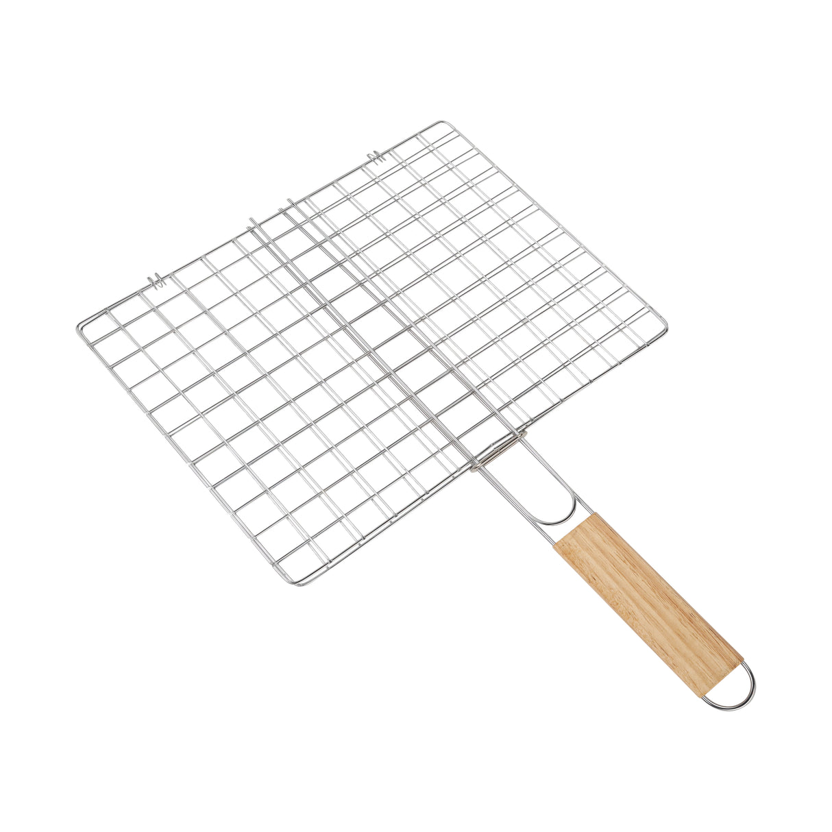 Royalford RF10378 BBQ Grill with chromed iron grill basket| wooden handle ensures even heat distribution| secure grip, for grilling for meat, fish & vegetables|