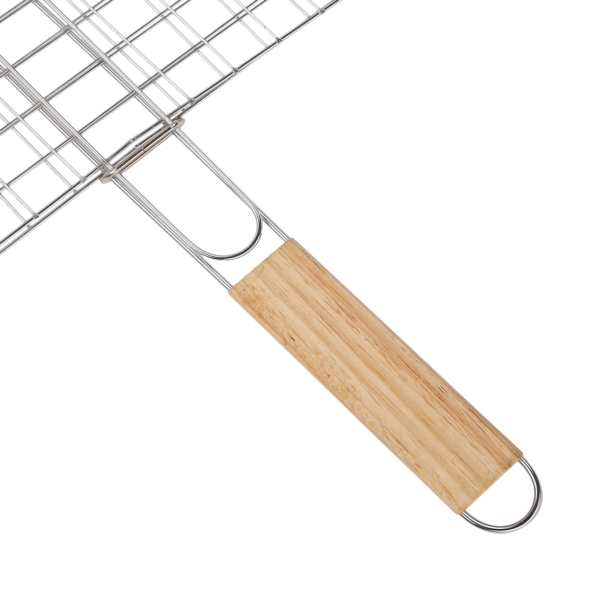 Royalford RF10378 BBQ Grill with chromed iron grill basket| wooden handle ensures even heat distribution| secure grip, for grilling for meat, fish & vegetables|