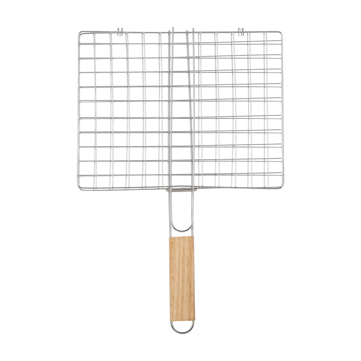 Royalford RF10378 BBQ Grill with chromed iron grill basket| wooden handle ensures even heat distribution| secure grip, for grilling for meat, fish & vegetables|