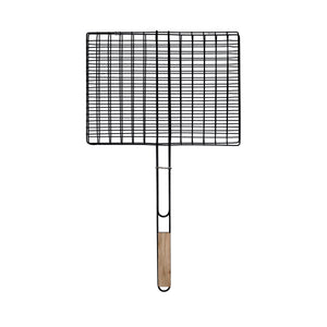 Royalford RF10381 Barbecue Grill 30x40x70cm | Extra Thick Heavy Iron Grill Basket | Wooden Handle | Large Grilling Area | Perfect for Outdoor BBQ, Camping, Picnic Etc