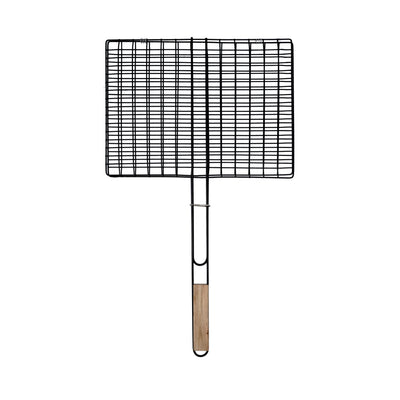 Royalford RF10381 Barbecue Grill 30x40x70cm | Extra Thick Heavy Iron Grill Basket | Wooden Handle | Large Grilling Area | Perfect for Outdoor BBQ, Camping, Picnic Etc
