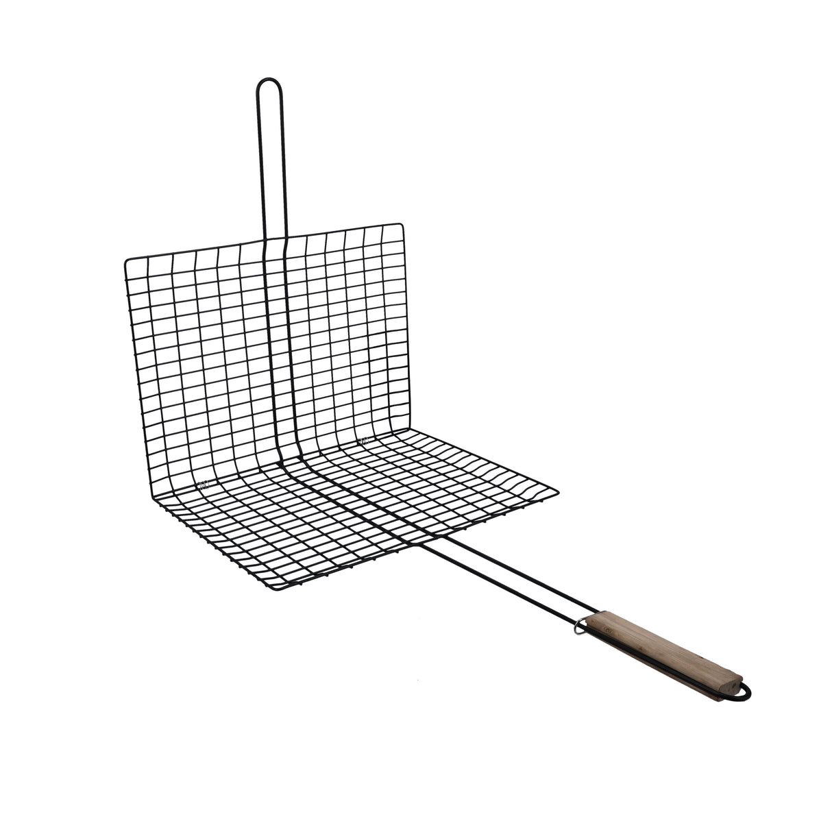 Royalford RF10381 Barbecue Grill 30x40x70cm | Extra Thick Heavy Iron Grill Basket | Wooden Handle | Large Grilling Area | Perfect for Outdoor BBQ, Camping, Picnic Etc