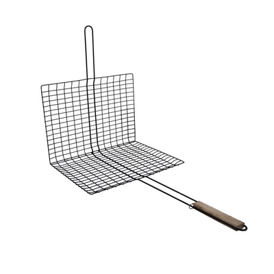 Royalford RF10381 Barbecue Grill 30x40x70cm | Extra Thick Heavy Iron Grill Basket | Wooden Handle | Large Grilling Area | Perfect for Outdoor BBQ, Camping, Picnic Etc