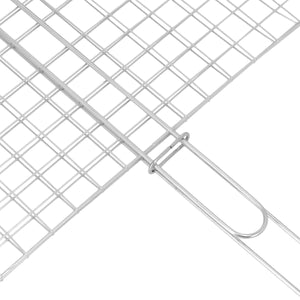 Royalford RF10382 BBQ Grill Chromium Plated Iron Rack| Wooden Handle | Heavy Duty Barbecue Grilling Basket | Perfect for Chicken, Fish, Meat & Vegetables, Outdoor Use