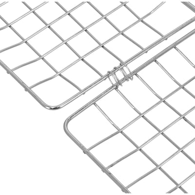 Royalford RF10383 BBQ Grill Chromium Plated Iron Rack | Wooden Handle| Heavy Duty Barbecue Grilling Basket for Chicken, Fish, Meat & Vegetables, Outdoor Camping Use