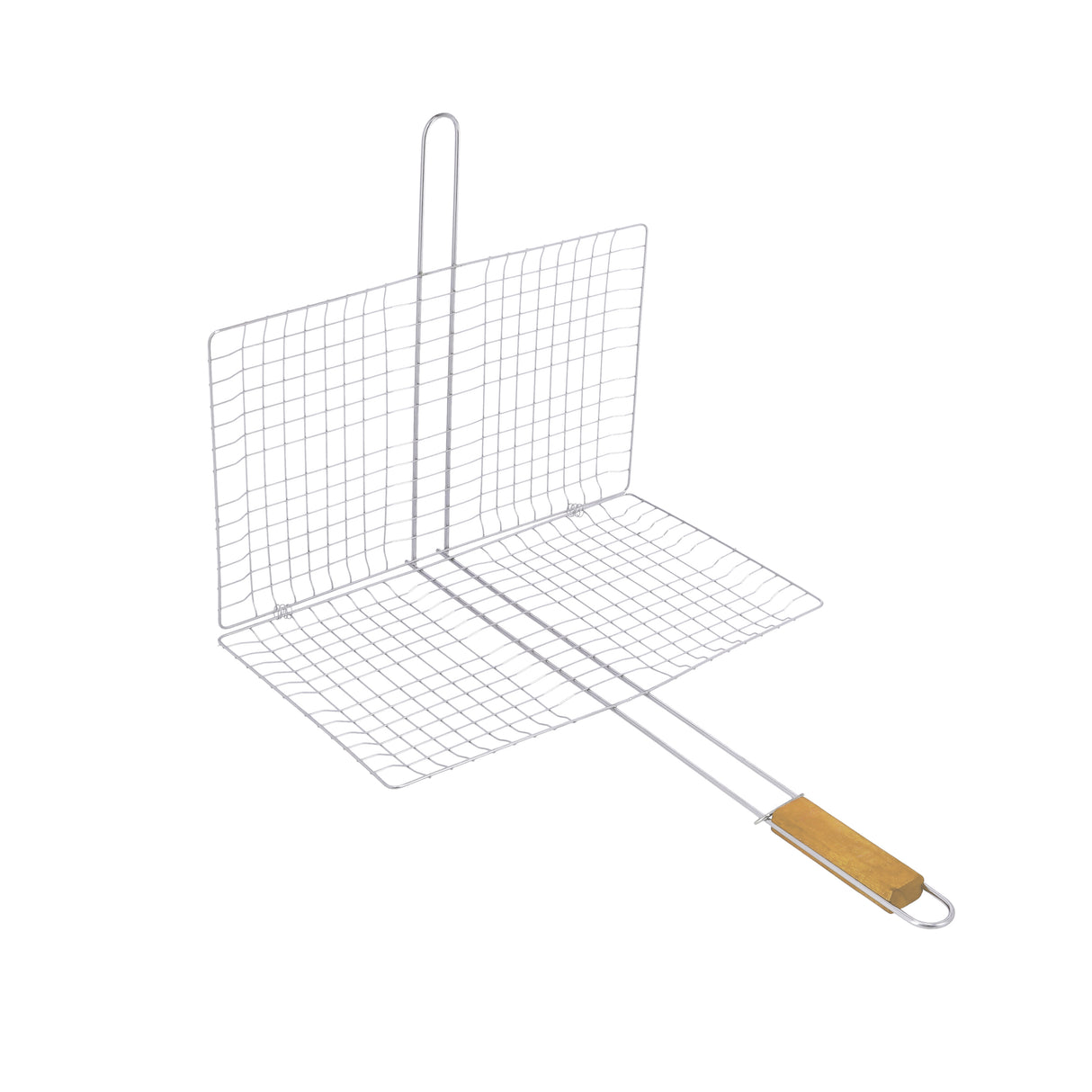 Royalford RF10384 BBQ Grill Rack with Wooden Handle | Chromium Plated Barbecue Grill Basket for Grilling Chicken, Fish, Meat & Vegetables | Outdoor BBQ Cooking Rack