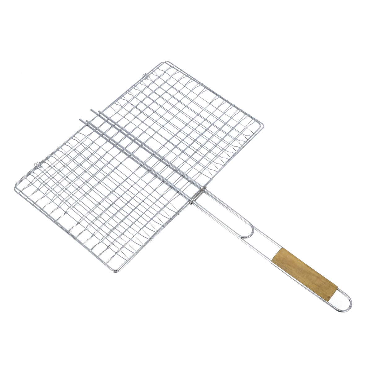 Royalford RF10384 BBQ Grill Rack with Wooden Handle | Chromium Plated Barbecue Grill Basket for Grilling Chicken, Fish, Meat & Vegetables | Outdoor BBQ Cooking Rack