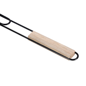 Royalford RF10385 Barbecue Grill Basket | Wooden Handle |Durable Iron BBQ Grill Rack | E-Coated Heavy Duty Grilling Basket | Perfect for Grilling Meat, Fish & Vegetables