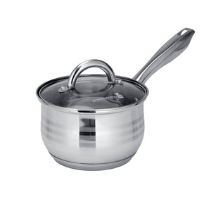 Royalford RF10390 10-Piece Stainless Steel Cookware Set with Glass Lids| Induction Compatible Encapsulated Base| Heavy-Duty Riveted Handles & Durable Satin Finish Design