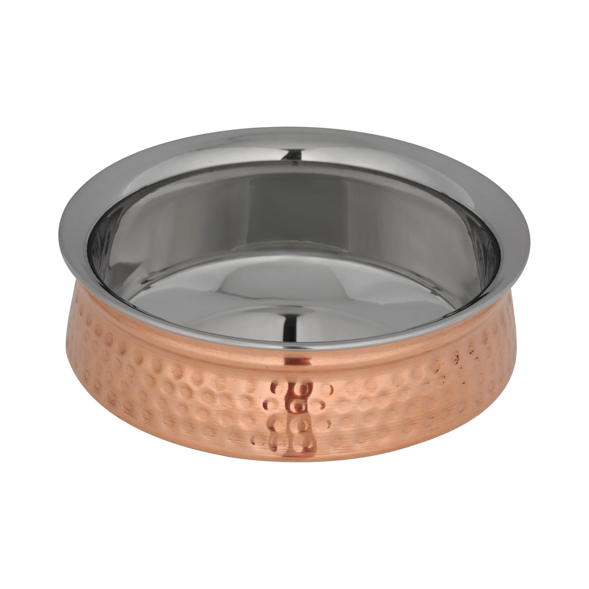 Royalford RF10393 Copper Steel Serving Handi | Double Wall Design | Stainless Steel Inner| Hammered Copper Outer Finish| Large Serveware Bowl for Curries, Rice & Gravies