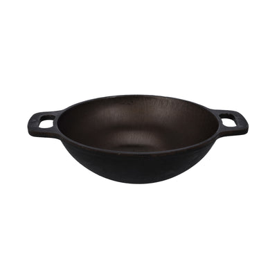 Royalford RF10399 10 Inch Cast Iron Double Handle Kadai | Heavy Duty Construction| Superior Heat Retention | Oven Safe Design | Ideal for Gas, Ceramic & Halogen Cooking