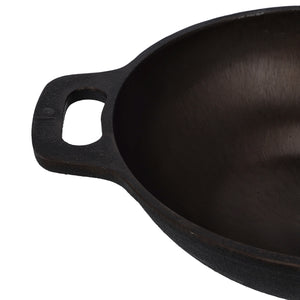 Royalford RF10399 10 Inch Cast Iron Double Handle Kadai | Heavy Duty Construction| Superior Heat Retention | Oven Safe Design | Ideal for Gas, Ceramic & Halogen Cooking