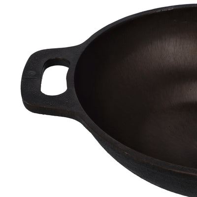 Royalford RF10399 10 Inch Cast Iron Double Handle Kadai | Heavy Duty Construction| Superior Heat Retention | Oven Safe Design | Ideal for Gas, Ceramic & Halogen Cooking