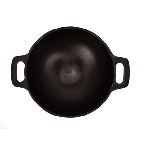 Royalford RF10399 10 Inch Cast Iron Double Handle Kadai | Heavy Duty Construction| Superior Heat Retention | Oven Safe Design | Ideal for Gas, Ceramic & Halogen Cooking