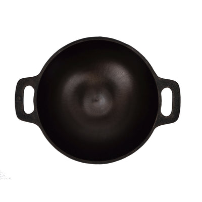 Royalford RF10399 10 Inch Cast Iron Double Handle Kadai | Heavy Duty Construction| Superior Heat Retention | Oven Safe Design | Ideal for Gas, Ceramic & Halogen Cooking