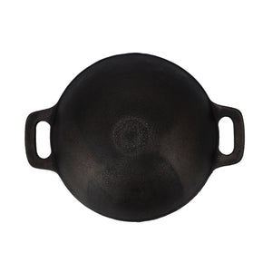 Royalford RF10399 10 Inch Cast Iron Double Handle Kadai | Heavy Duty Construction| Superior Heat Retention | Oven Safe Design | Ideal for Gas, Ceramic & Halogen Cooking