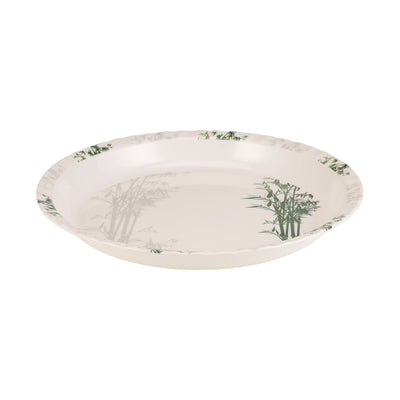 Royalford RF10416 16 Inch Melamine Round Serving Tray | Bamboo Design | Chip Resistant & Dishwasher Safe | Durable Food Serving Plate for Home  Dining & Restaurant Use