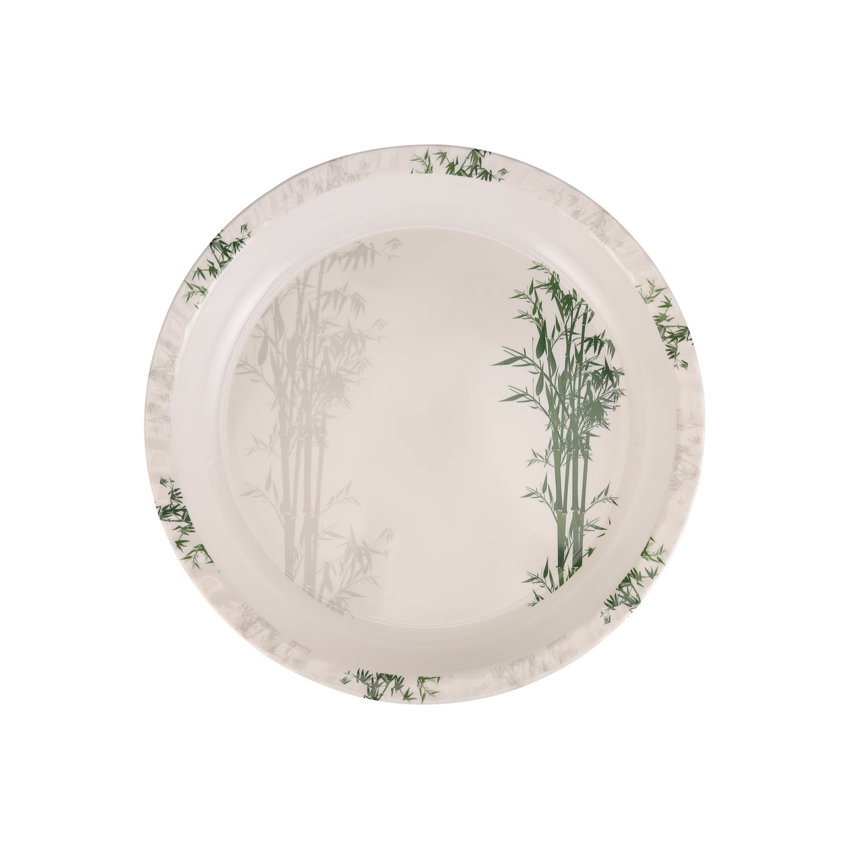 Royalford RF10416 16 Inch Melamine Round Serving Tray | Bamboo Design | Chip Resistant & Dishwasher Safe | Durable Food Serving Plate for Home  Dining & Restaurant Use
