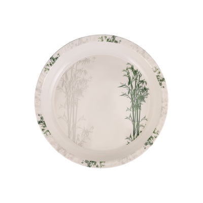 Royalford RF10416 16 Inch Melamine Round Serving Tray | Bamboo Design | Chip Resistant & Dishwasher Safe | Durable Food Serving Plate for Home  Dining & Restaurant Use